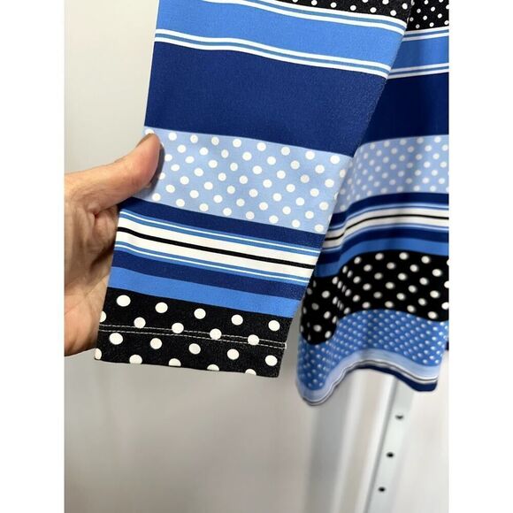 J. McLAUGHLIN Women's Stripes & Polka Dot Crew Neck 3/4 Sleeve Top Blue Small - Picture 5 of 11
